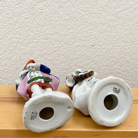 Pair Vintage Occupied Japan Colonial Victorian Couple Playing Instrument Figure - Picture 6 of 11